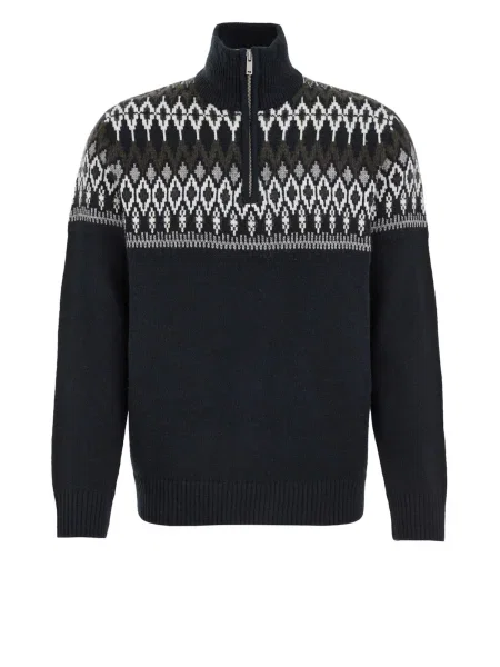 WE Fashion Pulover temno modra / temno siva bela