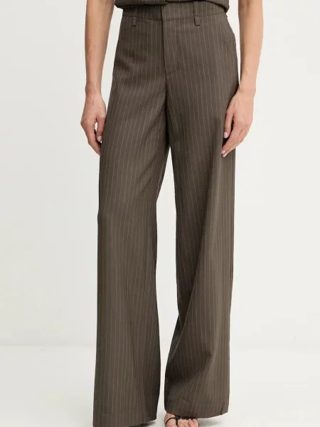 Miss Sixty pantaloni de lână lat high waist maro