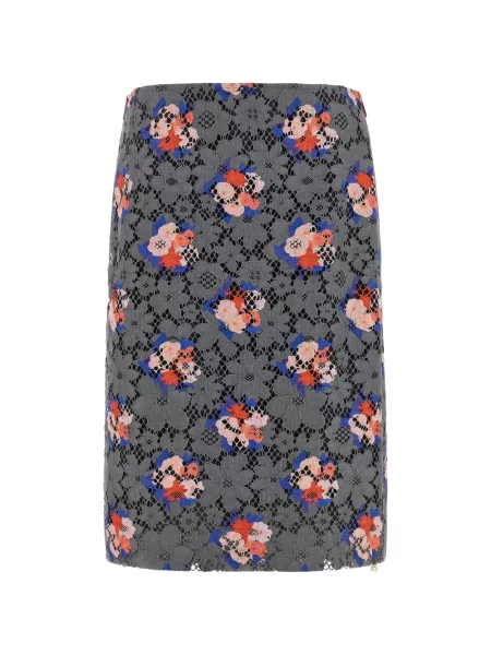 Fustă midi Fendi cu model floral din dantelă gri