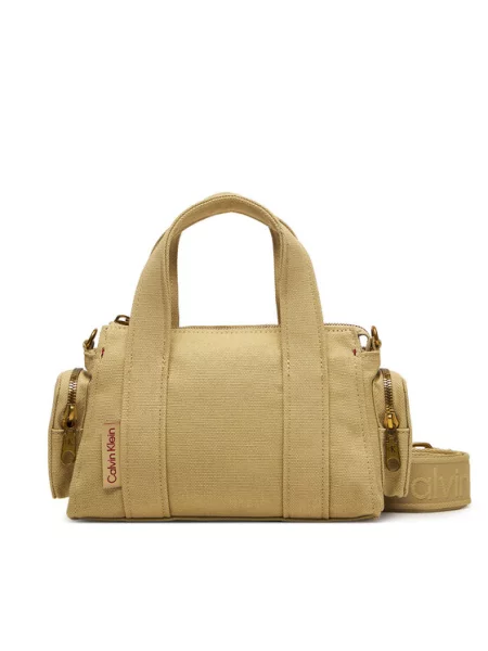 Calvin Klein Geantă Webbing Strap Canvas Pocket Bag bej