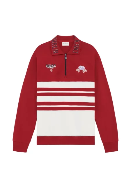 Tricou polo Drole De Monsieur cu broderie roșu