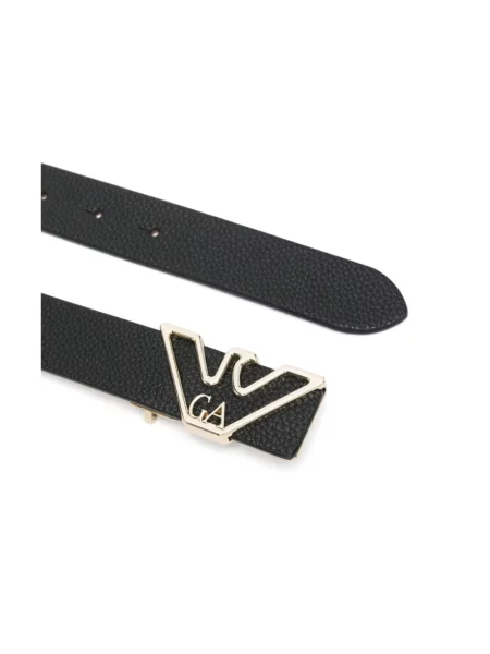 Pasek Emporio Armani skórzany z logo czarny