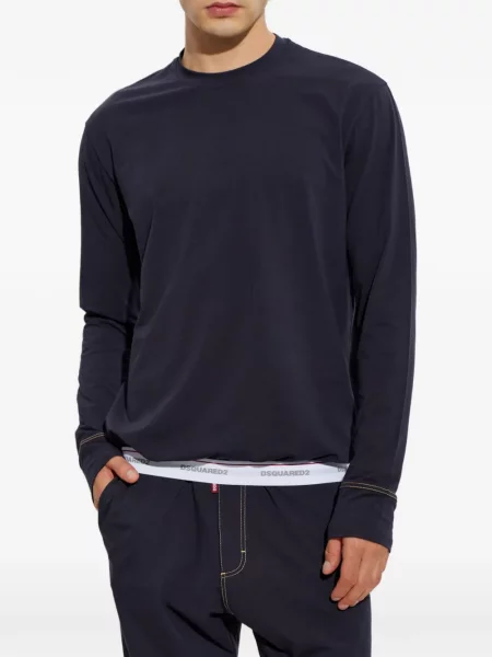 Lung tricou Dsquared2 cu autograf albastru