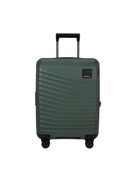 Lniana walizka Samsonite zielona