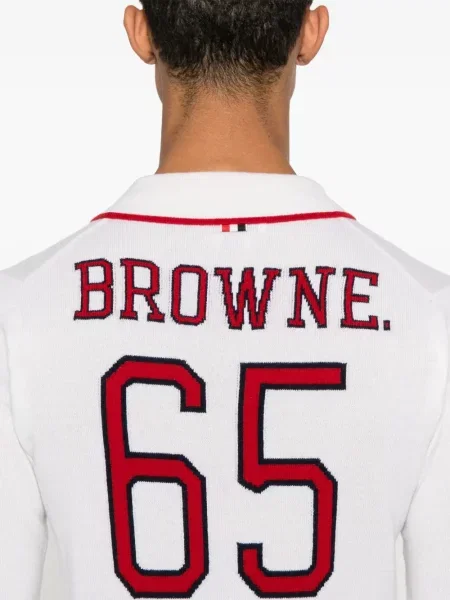 Polo Thom Browne din cașmir alb