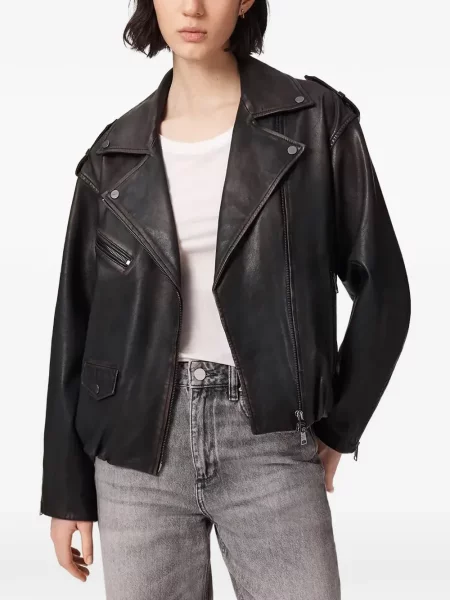 Geanta de piele Allsaints negru