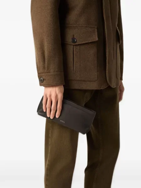 Bőr táska Zegna autogrammal barna
