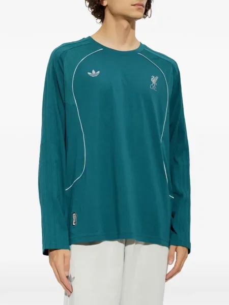 Tricou Adidas cu dungi cu volane din velur negru