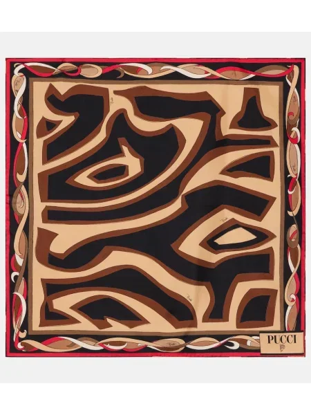 Fular Pucci de mătase maro