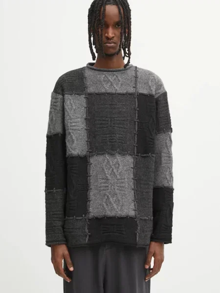 Svetr s příměsí vlny Ader Error KNIT šedá