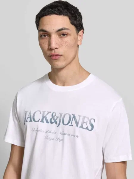 T-shirt z bawełny model DEVIN' Jack & Jones biała