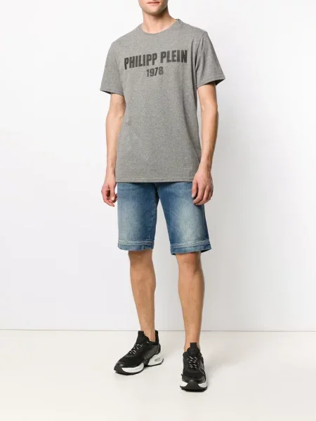 Raštuotas marškinėliai Philipp Plein pilka