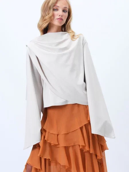 Trend Alaçatı Stili Bluza siva