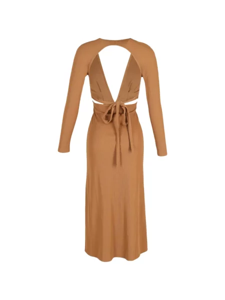 Rochie maxi Christopher Esber lungă de costum maro