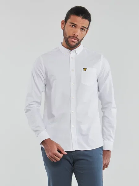 Cămașă Lyle & Scott din țesătură twill alb