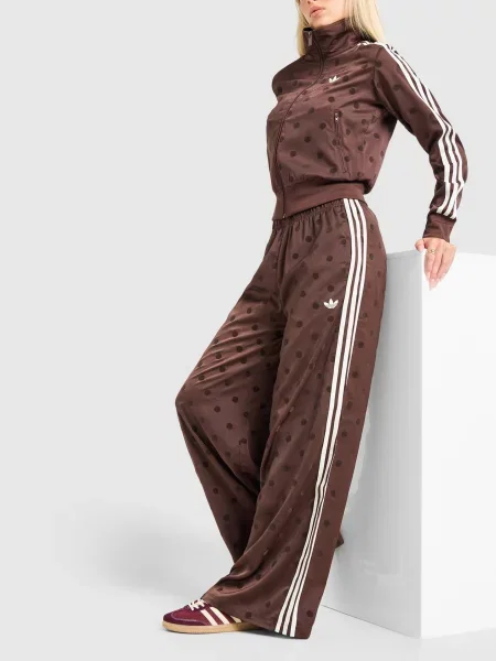 Adidas Spodnie Satin Polka Dots Wide Leg brązowe