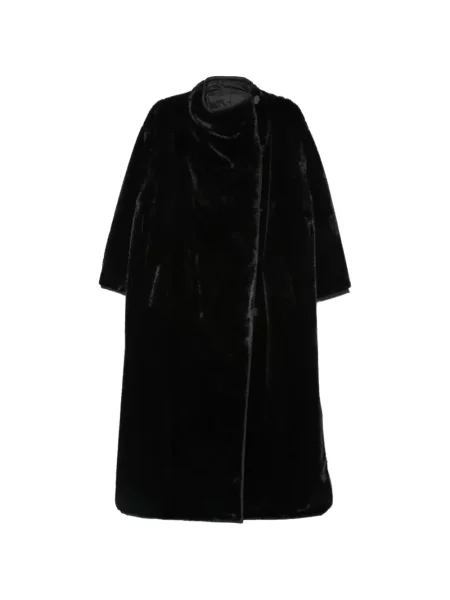 Palton de blană Emporio Armani cu blană negru