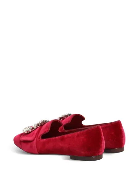 Bársony csatos hegyikristály loafer Dolce & Gabbana piros