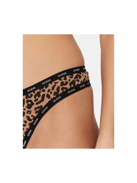 GUESS Tanga pielii / negru alb