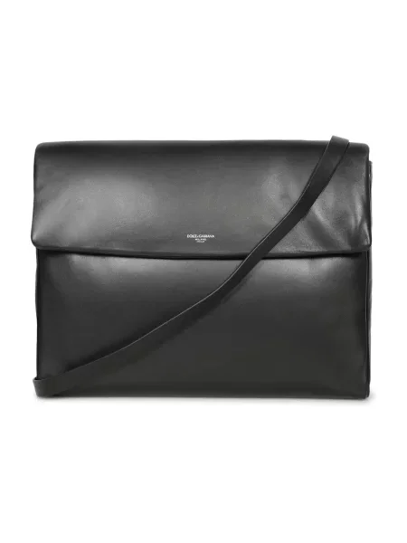 Torba crossbody Dolce And Gabbana skórzana z nadrukiem czarna