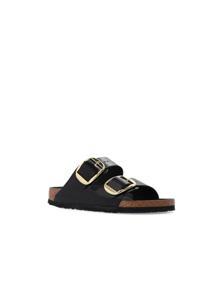 Birkenstock klapki skórzane Arizona Big Buckle czarne