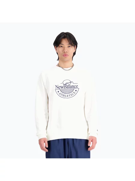 Mikina New Balance Athletics Graphic Crew seasalt bílá