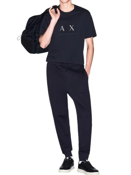 Тениска Armani Exchange тъмносиньо с принт синьо
