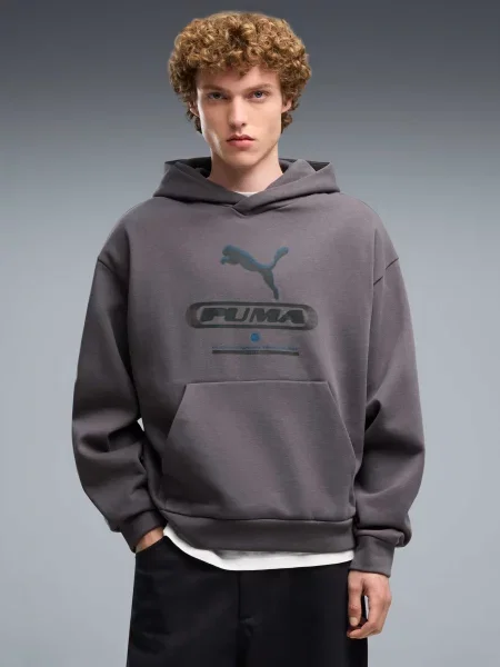 Худи Puma в уличном стиле серое