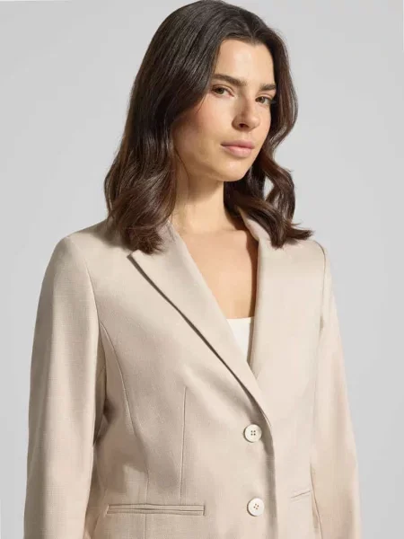 Żakiet o kroju slim fit z kołnierzem z połami i z wypustkami More & More beżowa