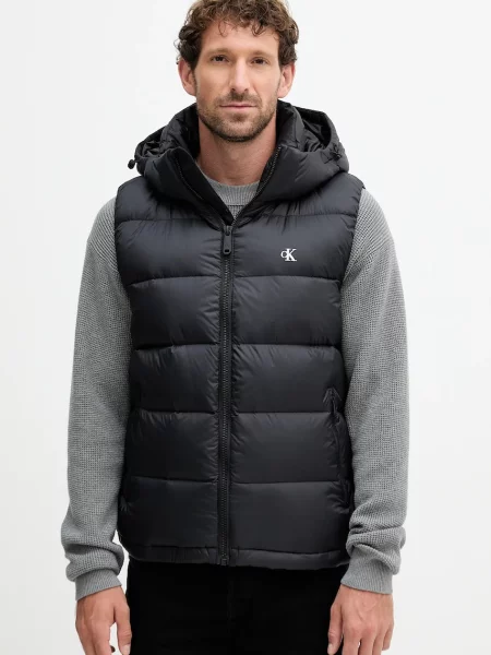 Пухен елек Calvin Klein Jeans зимен модел черно