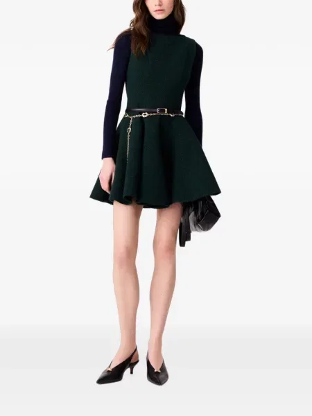 Scurt rochie Maje fără mâneci din tweed verde
