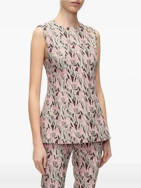 Top Veronica Beard cu model floral cu imagine roșu