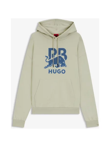 Bluza z kapturem HUGO Doverlohood x Red Bull Racing beżowo-niebieska XS czerwona