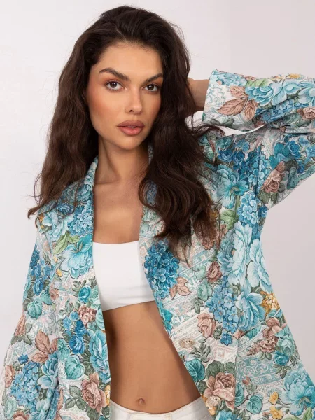 Geacă Italy Moda cu model floral albastru