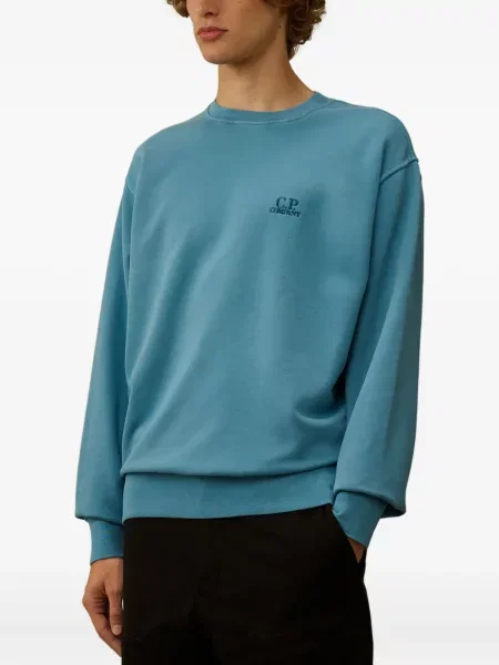 Hanorac crewneck C.p. Company cu broderie albastru