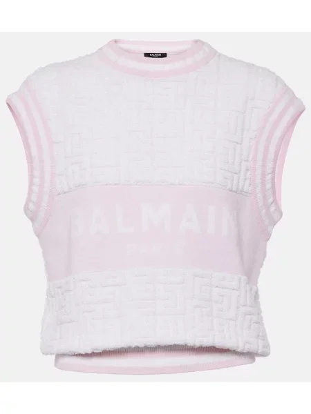 Top Balmain de lână alb