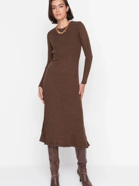 Trendyol Rochie tricotat închis maro