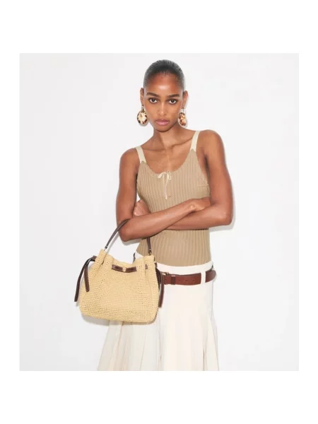 Kapelusz Tory Burch pleciony beżowy