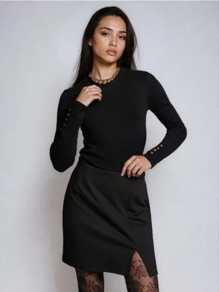 Джемпер з трикотажу в рубчик чорний