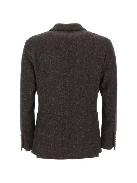 Sacou Eleventy cu model herringbone cu două rânduri de nasturi maro