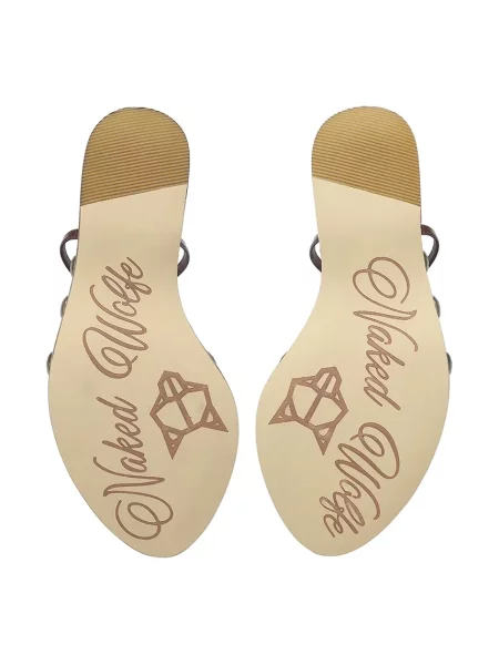 Тигровые шлепанцы Naked Wolfe на танкетке коричневые