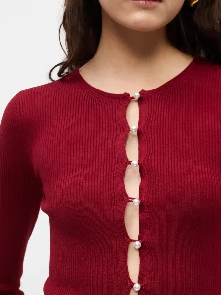 Gina Tricot Kardigan tamno crvena / biserno bijela