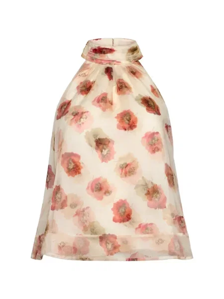 Bluzka w kwiaty Cinq A Sept w kwiatki z dekoltem halter