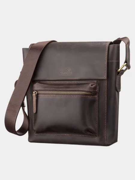 Кожаная сумка через плечо Shvigel коричневая
