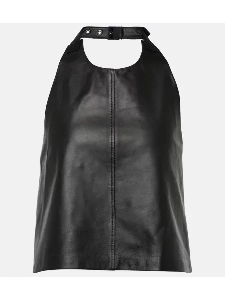 Top Wardrobe.nyc din piele cu gât halter negru