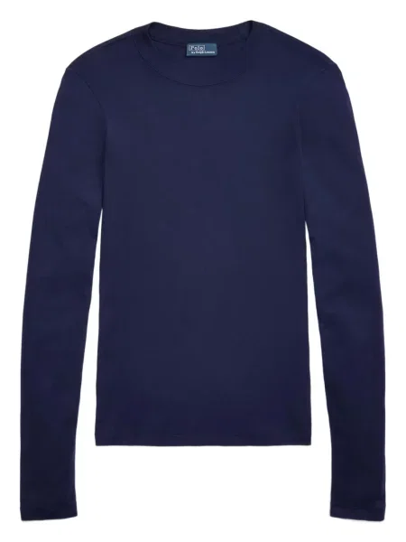 Długa koszulka Polo Ralph Lauren z okrągłym dekoltem zamszowa zielona