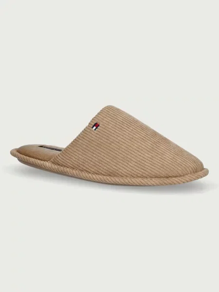 Tommy Hilfiger kapcie CORDUROY HOUSE SHOES brązowe