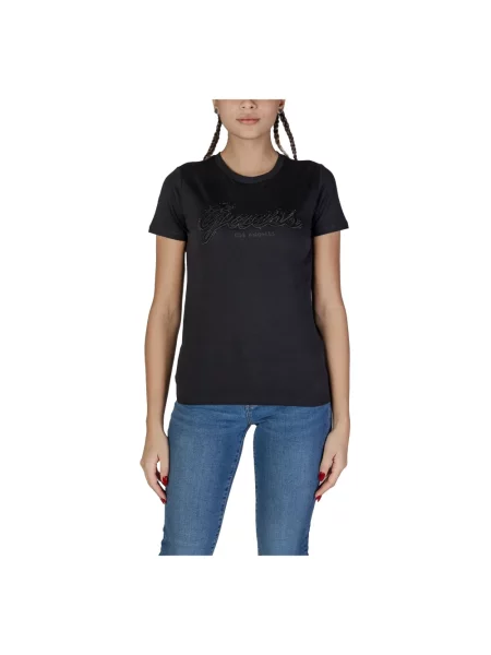 T-shirt z z obszyciem kamieniami stras Guess czarna