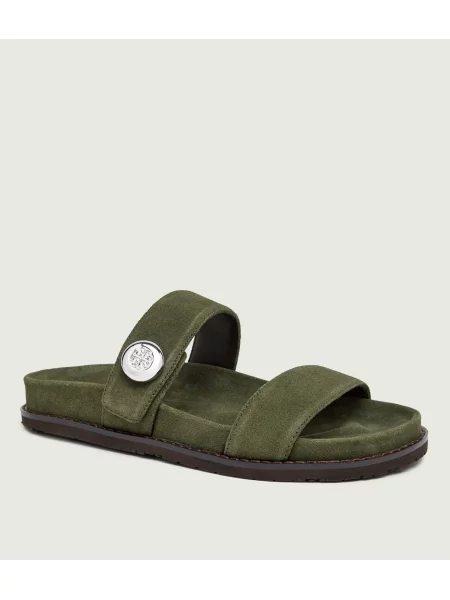 TORY BURCH Șlapi Romy | piele întoarsă verde