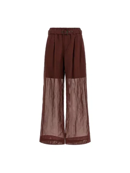 Spodnie palazzo Brunello Cucinelli z organzy czerwone
